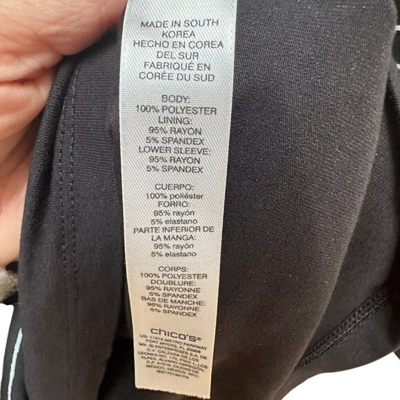 Chico's Women's Top Black & White Striped Dolman Sleeve Lined Size 2 or M - Picture 7 of 7